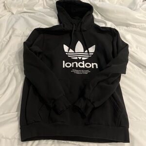 Adidas Men’s Black London Trefoil Pullover Hoodie LG